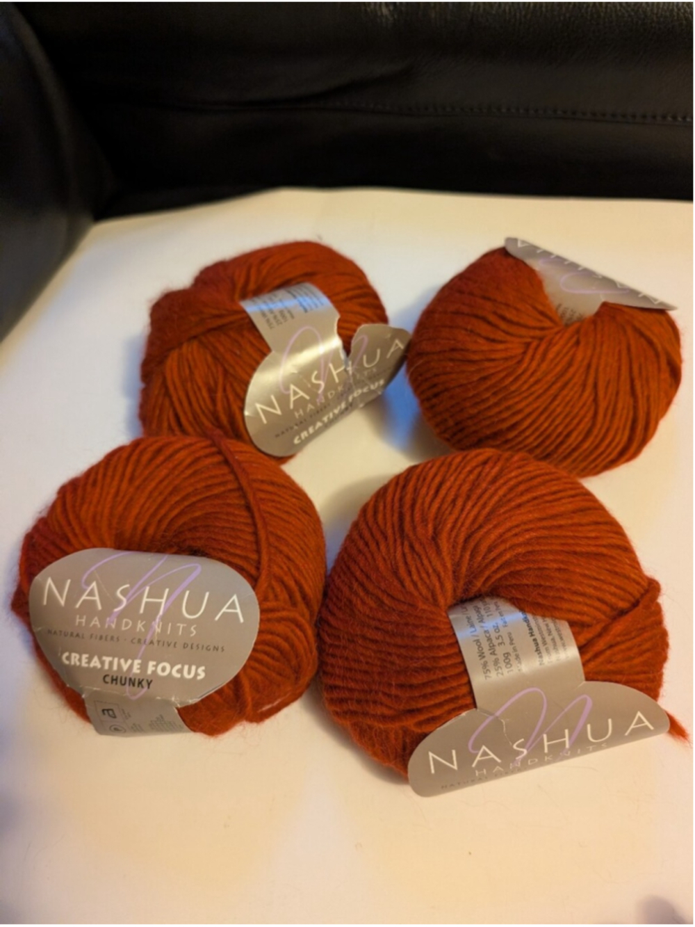Lot of 4 Nashua Handknits Creative Focus Chunky Yarn Orange Rust Wool Alpaca